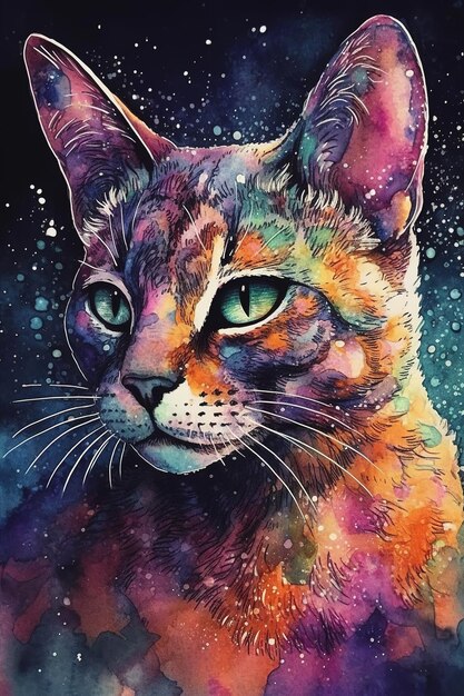 Beau chat peinture graphisme générative ai