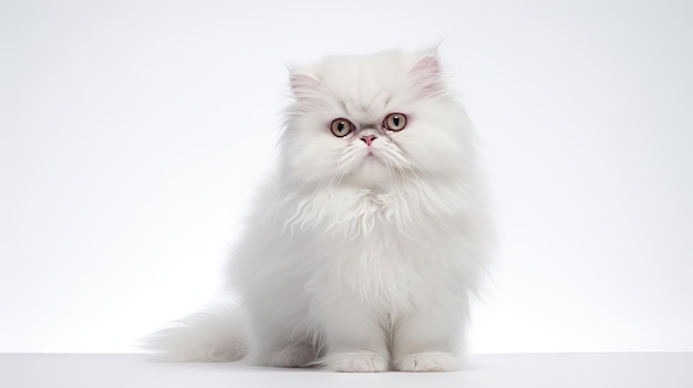 Beau chat persan sur fond blanc généré par l'IA