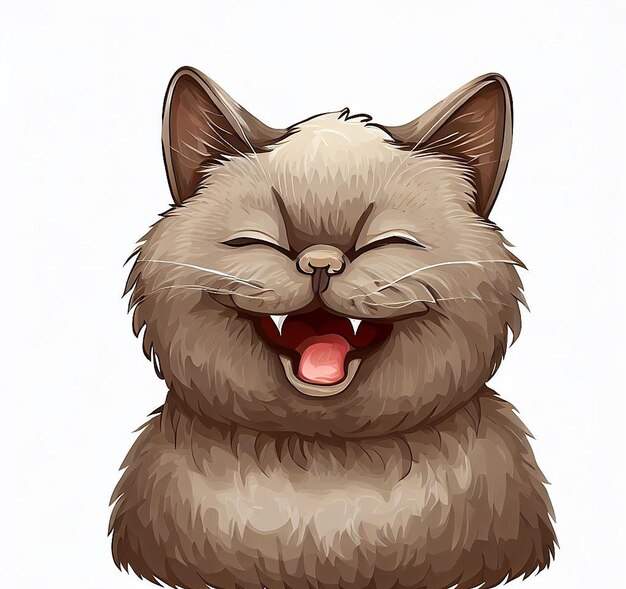 Beau chat qui rit illustration icône avatar emoji ai image idée concept fond d'écran dessin chaton