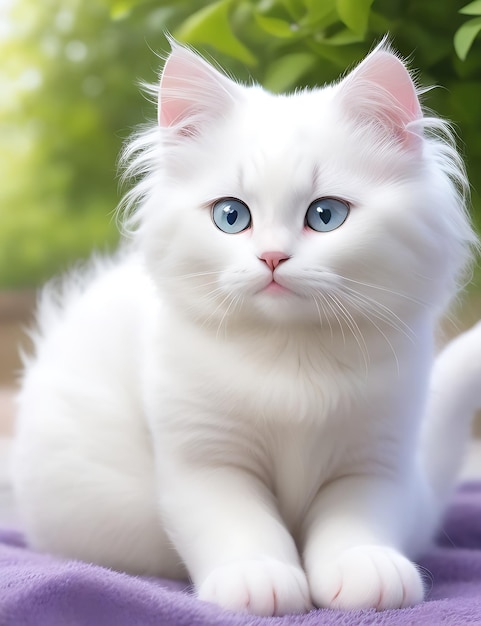 Beau chaton avec des fleurs à l'extérieur