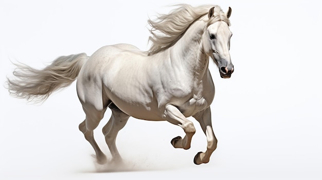 Beau cheval blanc courir en avant Image générée par l'IA