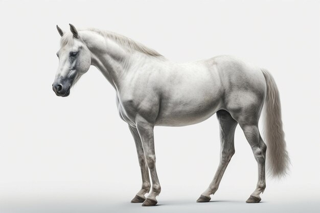 Beau cheval blanc sur fond isolé