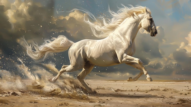 Photo un beau cheval dans une plaine