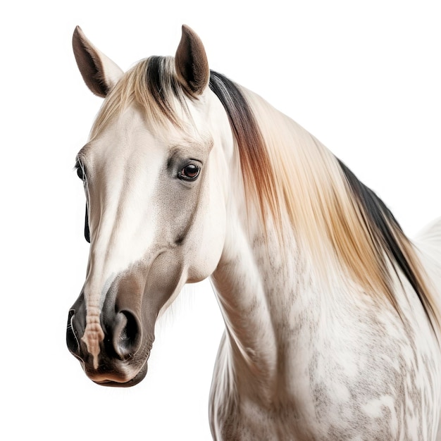 Beau cheval sur fond blanc photo d'animal professionnel isolé