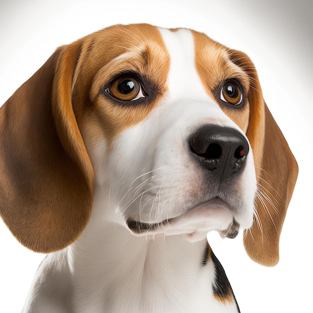 Beau chien Beagle isolé sur fond blanc Generative AI