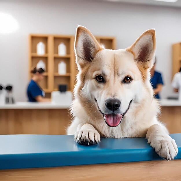 Un beau chien rouge dans une clinique vétérinaire qui s'occupe d'animaux de compagnie