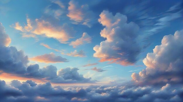 beau ciel bleu au coucher du soleil avec des nuages blancs en arrière-plan