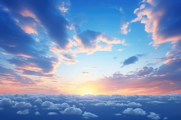 beau ciel bleu au coucher du soleil avec des nuages blancs en arrière-plan