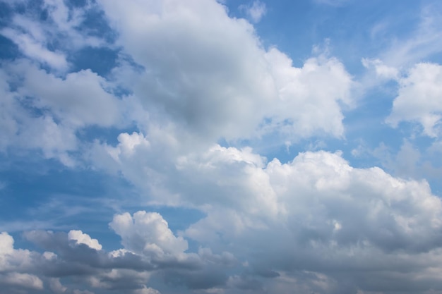 Beau ciel bleu clair et fond de nuages blancs