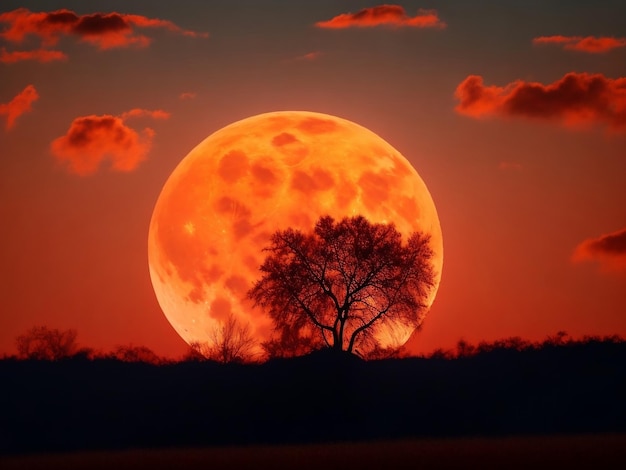 Beau ciel et jour de la lune