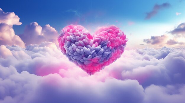 Beau coeur coloré de Saint Valentin dans les nuages comme arrière-plan abstrait fait avec ai génératif Beau coeur coloré de Saint Valentin dans les nuages comme arrière-plan abstrait fait avec ai génératif