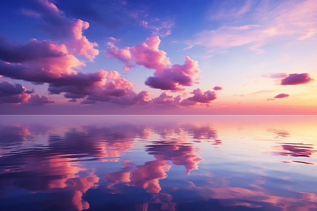 Un beau cœur dans le ciel avec des nuages colorés