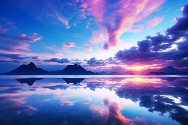 Un beau cœur dans le ciel avec des nuages colorés