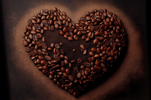 Beau coeur de grains de café