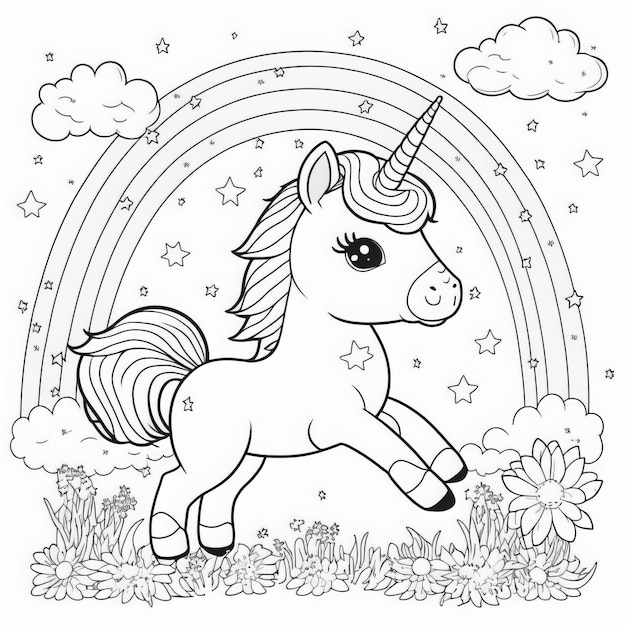 Photo beau coloriage de licorne