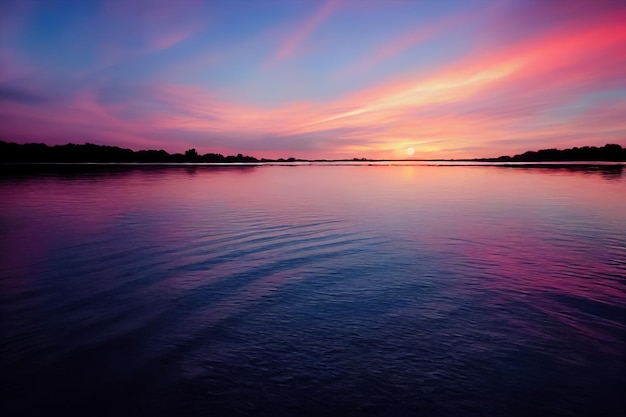 Beau coucher de soleil au bord de la mer