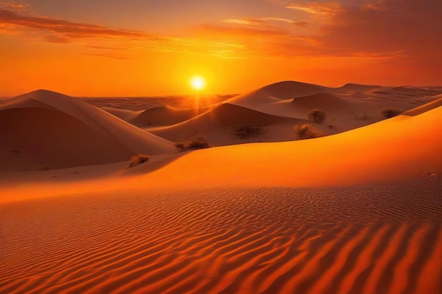 Beau coucher de soleil dans le désert