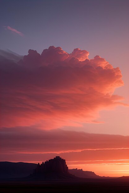 Le beau coucher de soleil dans les montagnes