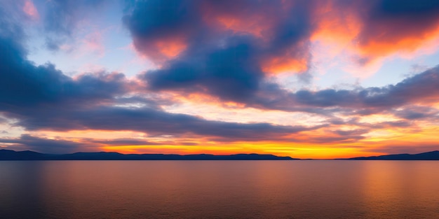 Beau coucher de soleil sur un grand lac