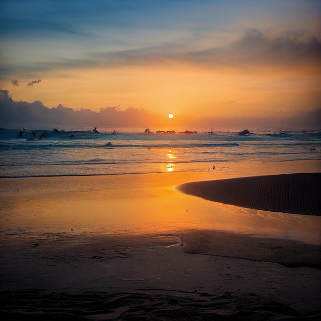 Beau coucher de soleil sur la mer