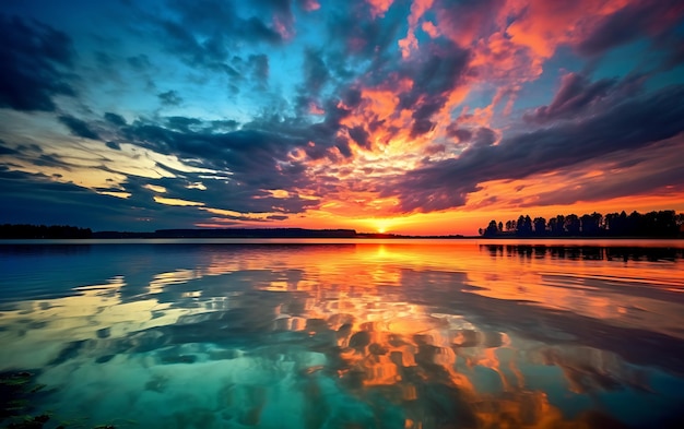 Le beau coucher de soleil, la nature aux différentes couleurs.