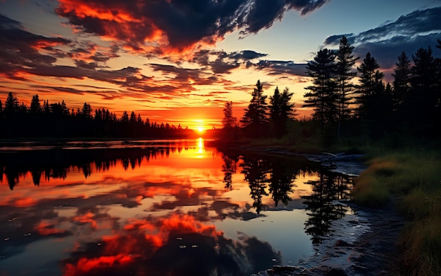 Le beau coucher de soleil, la nature aux différentes couleurs.