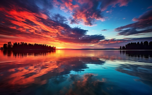 Le beau coucher de soleil, la nature aux différentes couleurs.