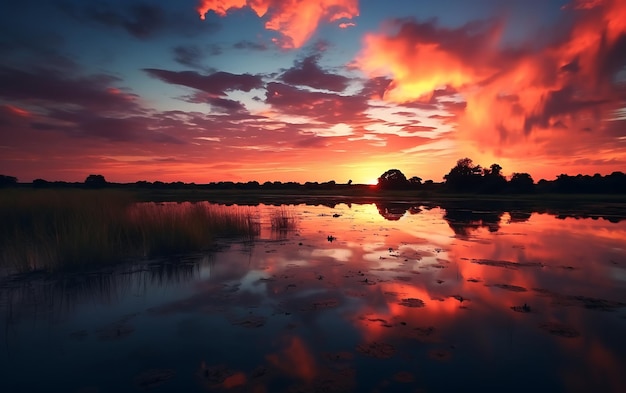 Le beau coucher de soleil, la nature aux différentes couleurs.