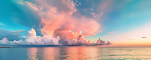 un beau coucher de soleil sur l'océan avec des nuages