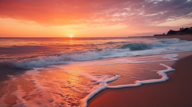 Beau coucher de soleil sur l'océan sur la plage