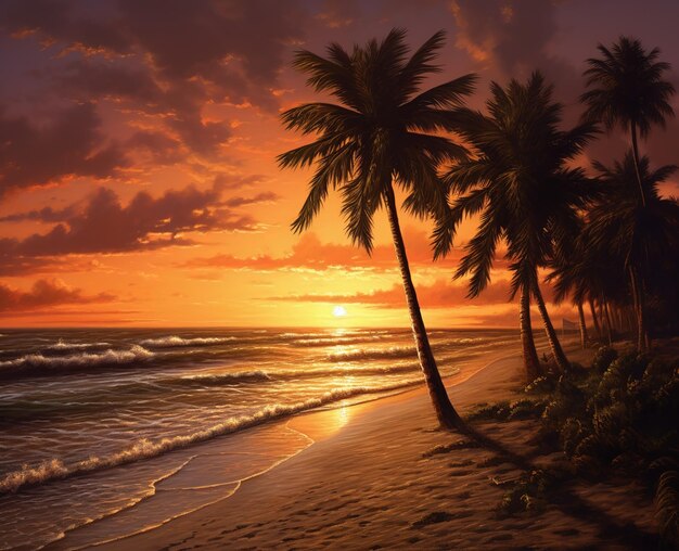 Beau coucher de soleil sur la plage de Floride