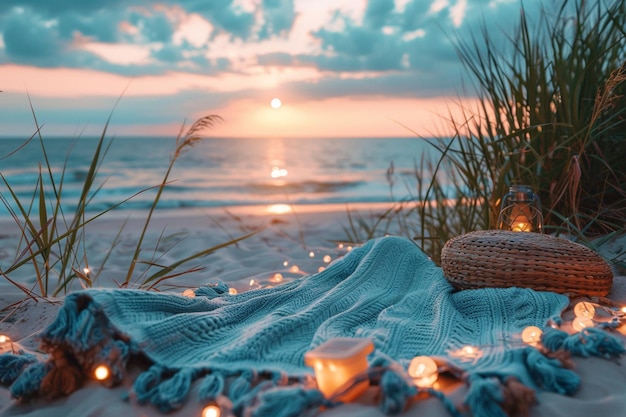 Photo beau coucher de soleil sur la plage généré par l'ia