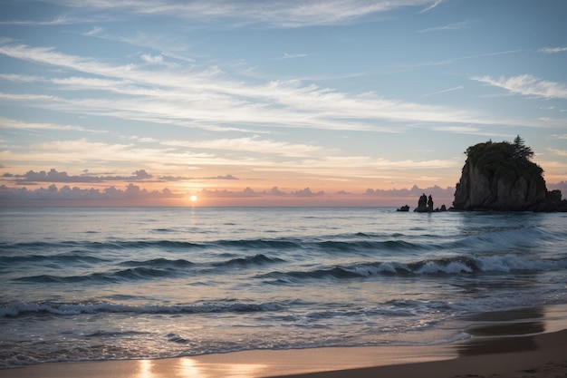 Beau coucher de soleil sur la plage sous les tropiques de beaux paysages