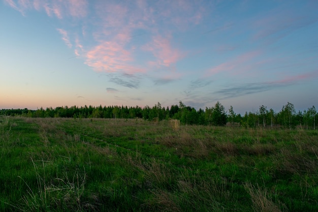 Beau coucher de soleil sur la rivière en été