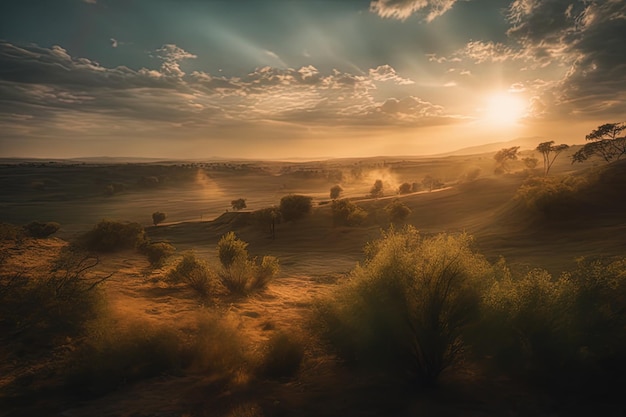 beau coucher de soleil sur la rivière photo verticale d'un beau coucher de soleil sur une herbe sèche dans un désert