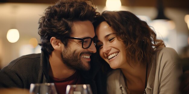 Un beau couple amoureux passe du temps ensemble dans un restaurant IA générative