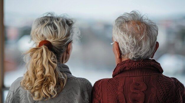 Photo un beau couple de seniors s'embrassant dans le parc.