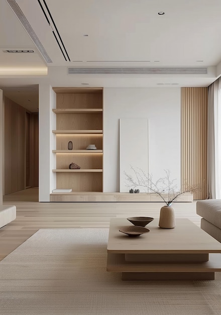 beau design d'intérieur dans le style minimaliste japonais