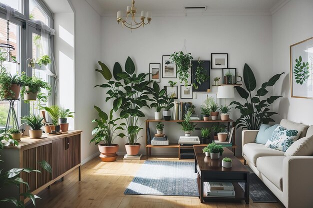 Beau design d'intérieur avec des plantes