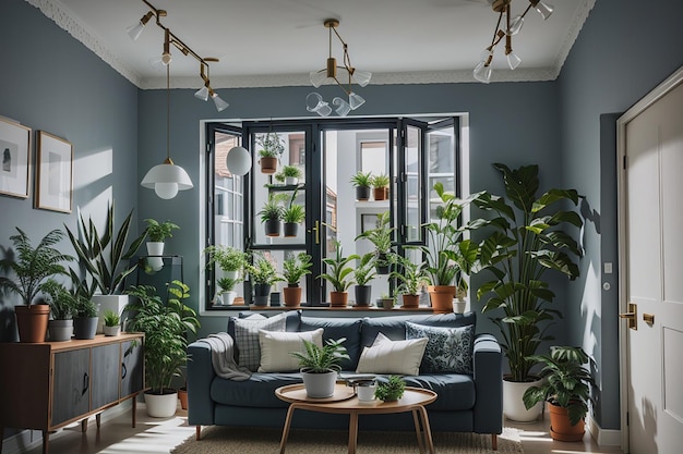 Beau design d'intérieur avec des plantes