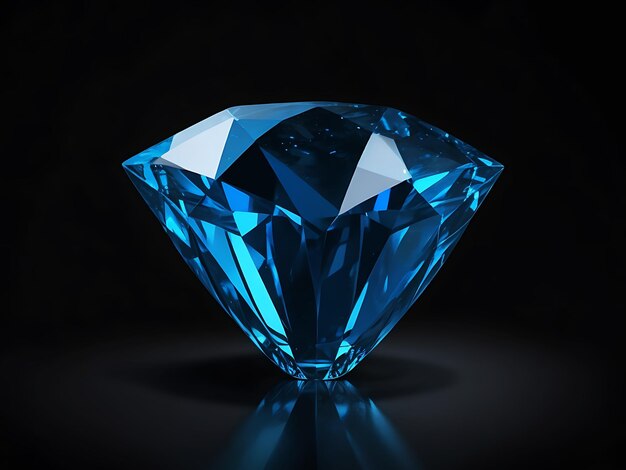 un beau diamant bleu brillant sur un fond blanc