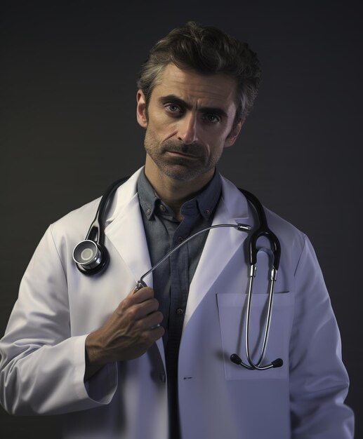 Photo le beau docteur avec le stéthoscope.