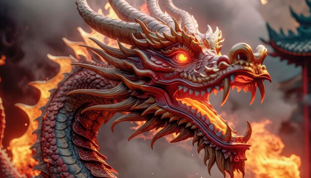 Beau dragon fantastique Année du dragon selon l'horoscope oriental