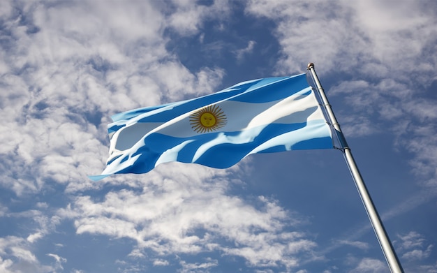 Beau drapeau national de l'Argentine flottant au ciel