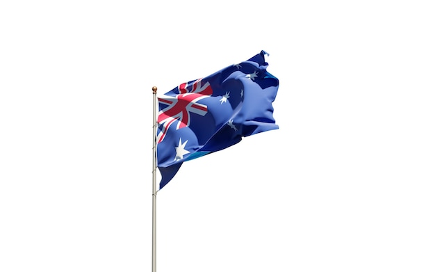 Beau drapeau national de l'Australie sur blanc