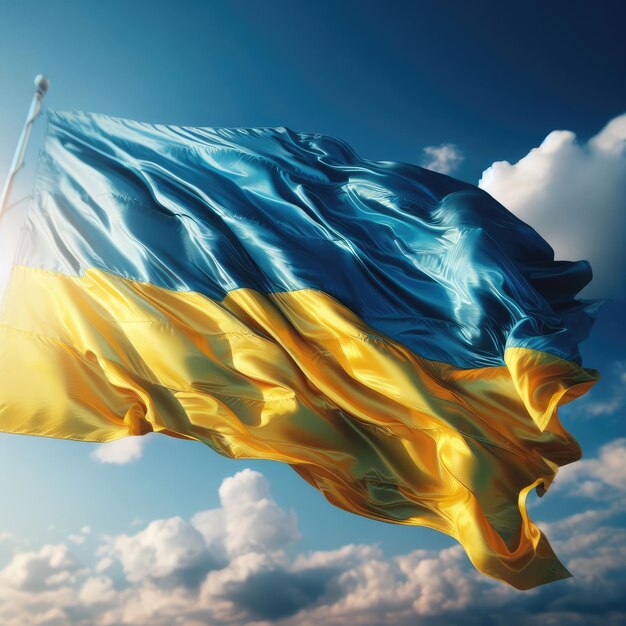 Beau drapeau ukrainien avec des couleurs bleues et jaunes arrête la guerre en arrière-plan