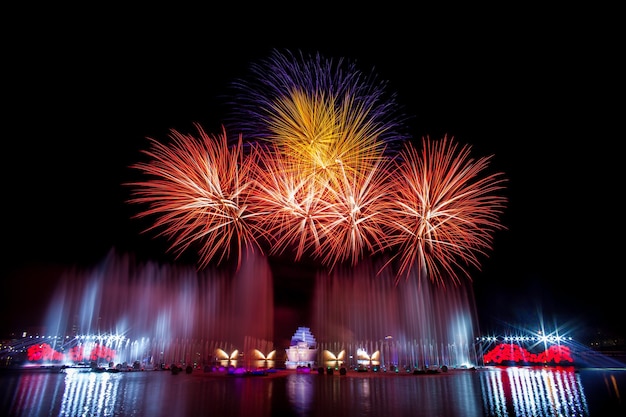 Beau feu d'artifice dans le ciel nocturne