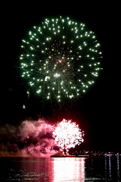 Beau feu d'artifice festif dans le ciel nocturne