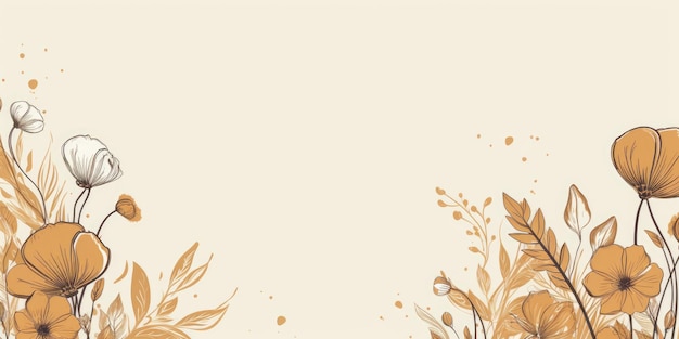 Beau fond de design floral de dessin animé simple or abstrait doodle belle IA générative AIG32