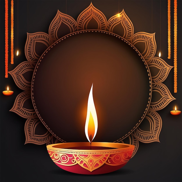 Un beau fond de Diwali avec des bougies allumées et une AI générative de conception florale
